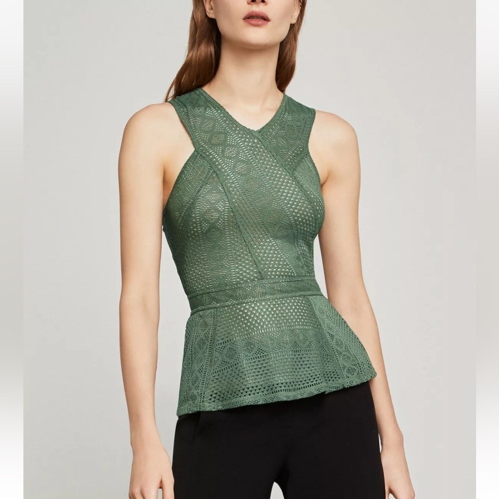 BCBG MaxAzria Green Péplum Top - L - NWOT